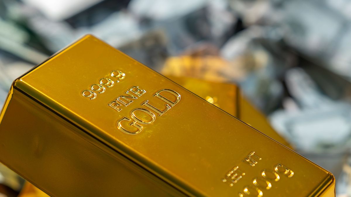 Gold bar and banknotes