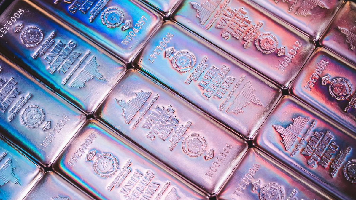 Precious metal bars in rows